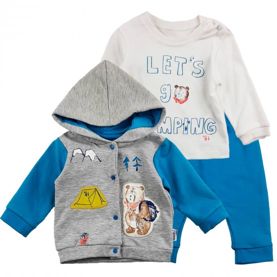 Комлект (бомберка, реглан, штаны) BABY,HI MY BABY 503 утепленный флисом голубой