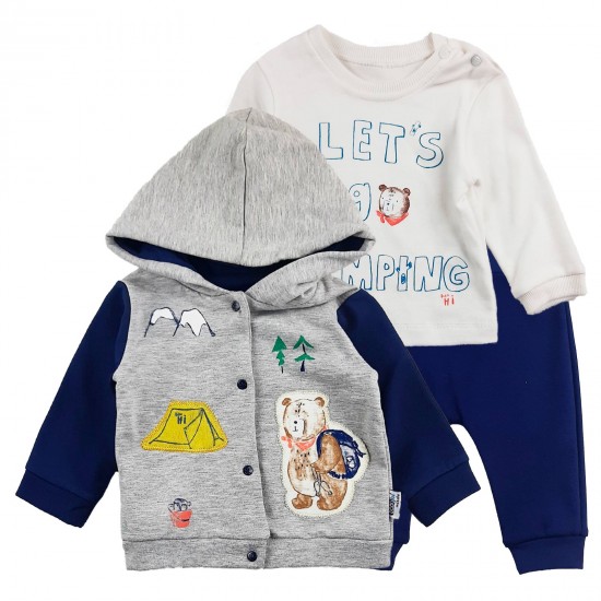Комлект (бомберка, реглан, штаны) BABY,HI MY BABY 503 утепленный флисом синий