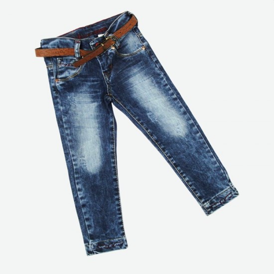 Джинсы ARMANI JEANS 50 синие с ремнём и стразами