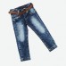 Джинсы ARMANI JEANS 50 синие с ремнём и стразами