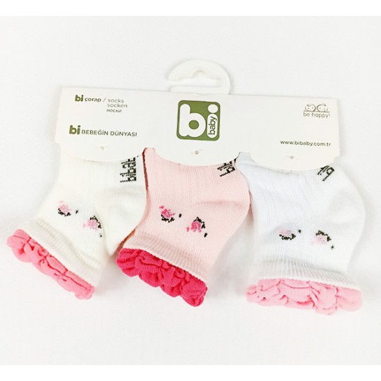 Набор носков (3шт) Bi Baby  (белые, розовые)