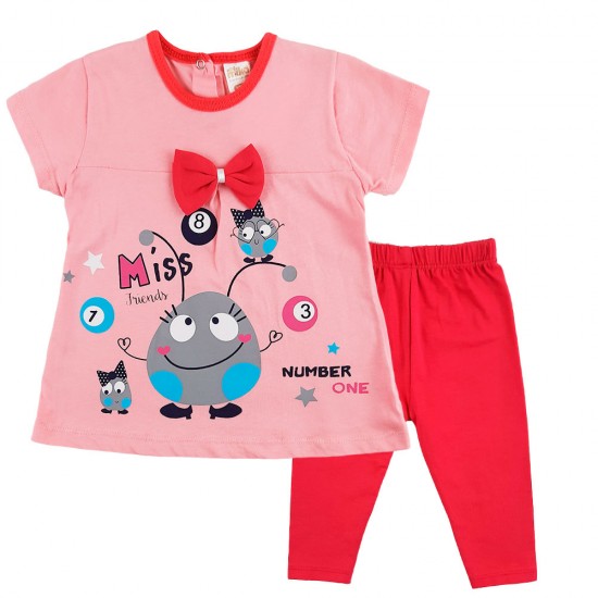 Комплект 525 с шариками футболка лосины персиковый