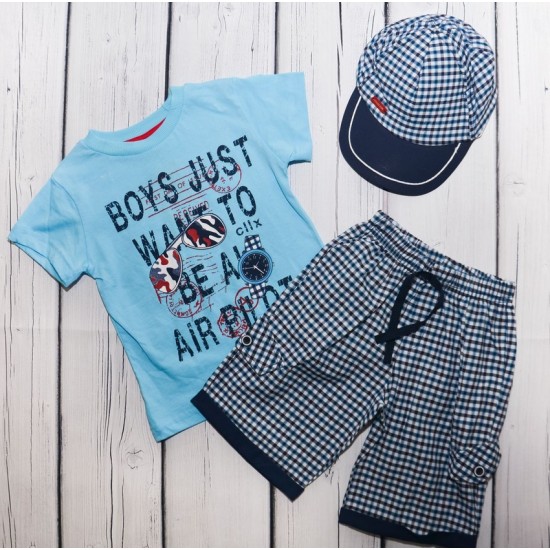 Комплект (шорты, футболка, кепка) Вaby bee Collex kids 3030 голубой